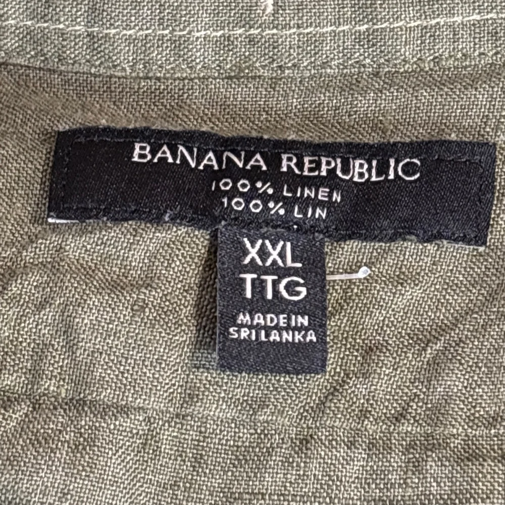Banana Republic Linen Resort Shirt Casual Button Down Men’s XXL Olive Green